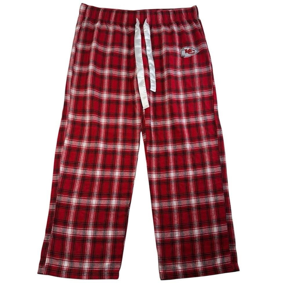 Kansas City Chiefs Women's XL Pajama Lounge‎ Pants Red Plaid NFL Team Apparel